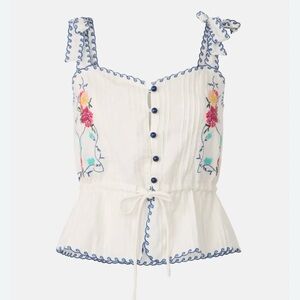 Hunter Bell Paisley embroidered cross stitch top NWT XL